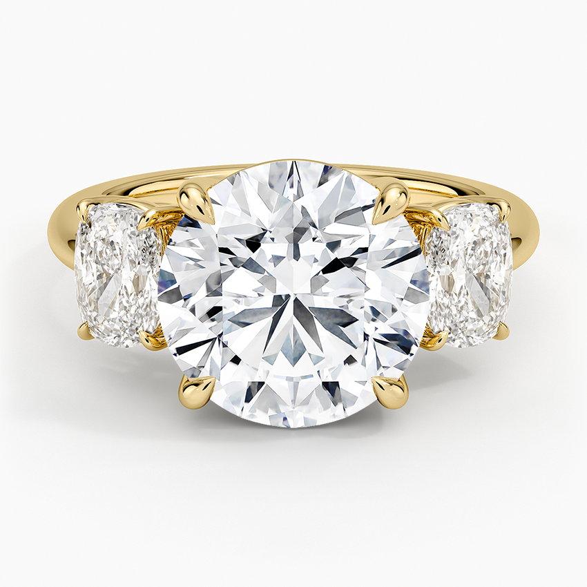Luxe Faye Elongated Cushion Three Stone Diamond Ring (1 ct. tw.) Yellow Gold 18k Round Engagement Ring