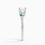 Camellia Milgrain Green Gemstone and Diamond Ring Platinum Asscher Engagement Ring
