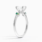 Camellia Milgrain Green Gemstone and Diamond Ring Platinum Emerald Engagement Ring