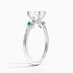 Camellia Milgrain Green Gemstone and Diamond Ring Platinum Radiant Engagement Ring