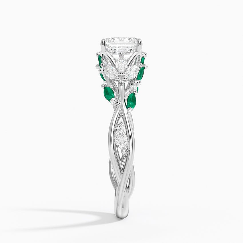 Secret Garden Lab Emerald and Diamond Ring (1/4 ct. tw.) Platinum Asscher Engagement Ring