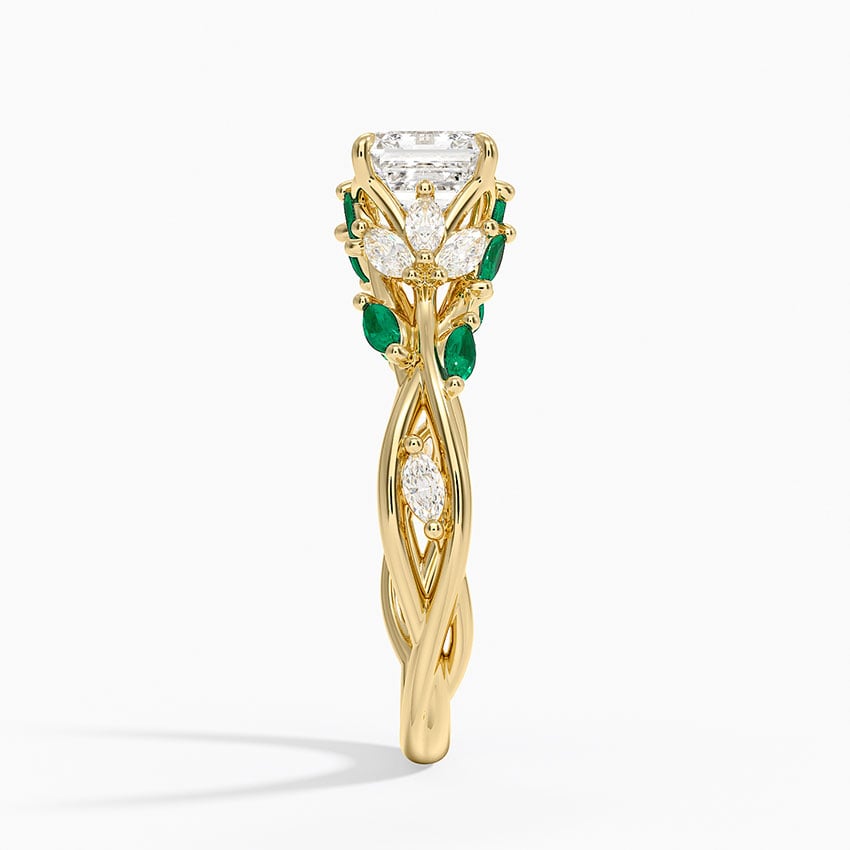 Secret Garden Lab Emerald and Diamond Ring (1/4 ct. tw.) Yellow Gold 18k Asscher Engagement Ring