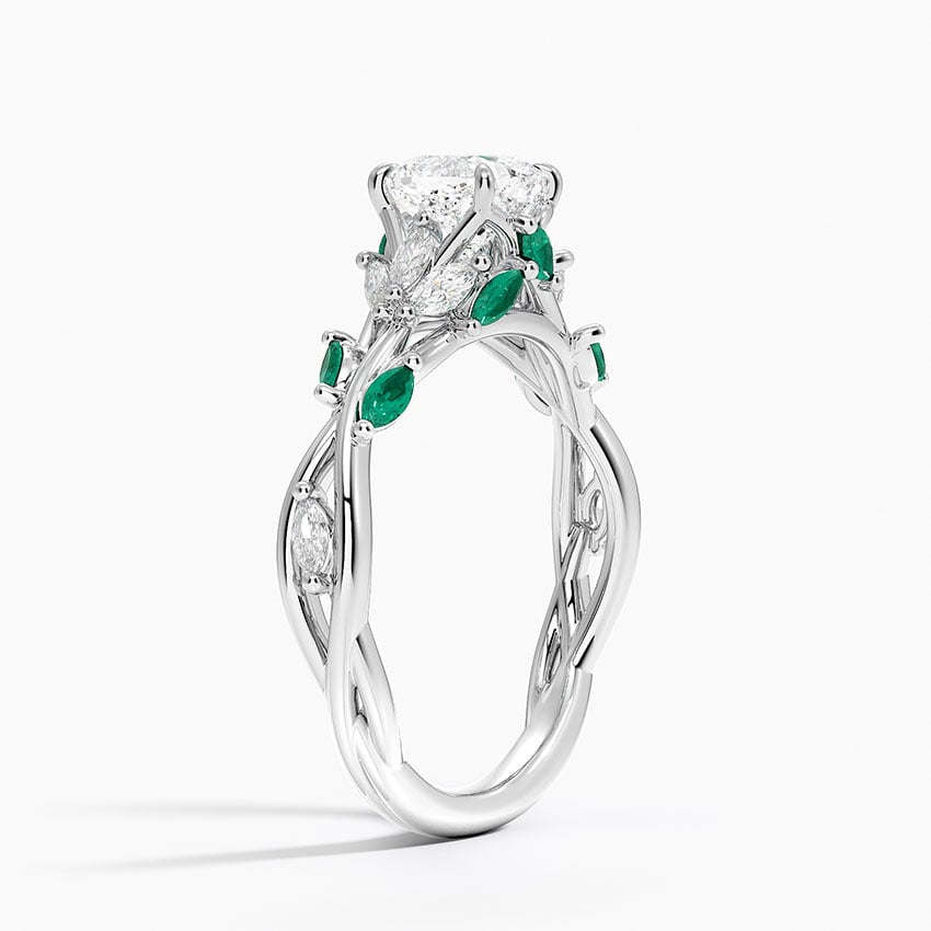 Secret Garden Lab Emerald and Diamond Ring (1/4 ct. tw.) Platinum Cushion Engagement Ring