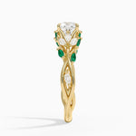 Secret Garden Lab Emerald and Diamond Ring (1/4 ct. tw.) Yellow Gold 18k Cushion Engagement Ring