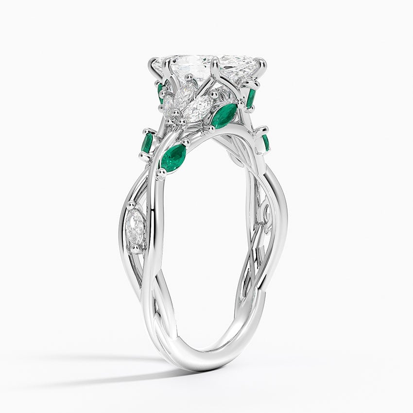 Secret Garden Lab Emerald and Diamond Ring (1/4 ct. tw.) Platinum Marquise Engagement Ring