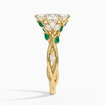 Secret Garden Lab Emerald and Diamond Ring (1/4 ct. tw.) Yellow Gold 18k Marquise Engagement Ring
