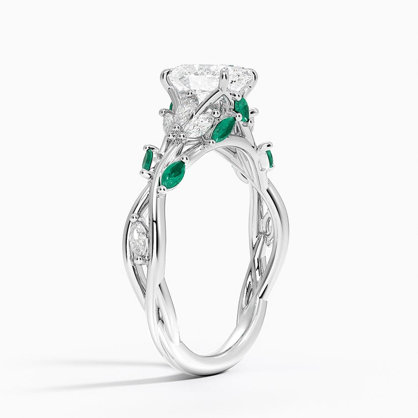 Secret Garden Lab Emerald and Diamond Ring (1/4 ct. tw.) Platinum Oval Engagement Ring