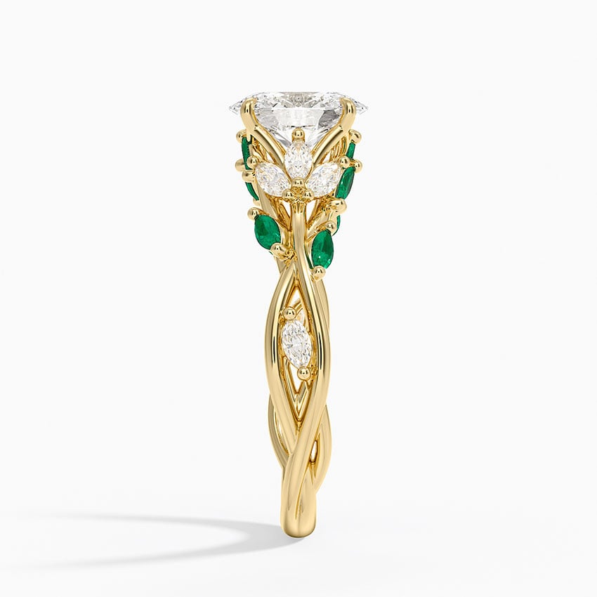 Secret Garden Lab Emerald and Diamond Ring (1/4 ct. tw.) Yellow Gold 18k Oval Engagement Ring