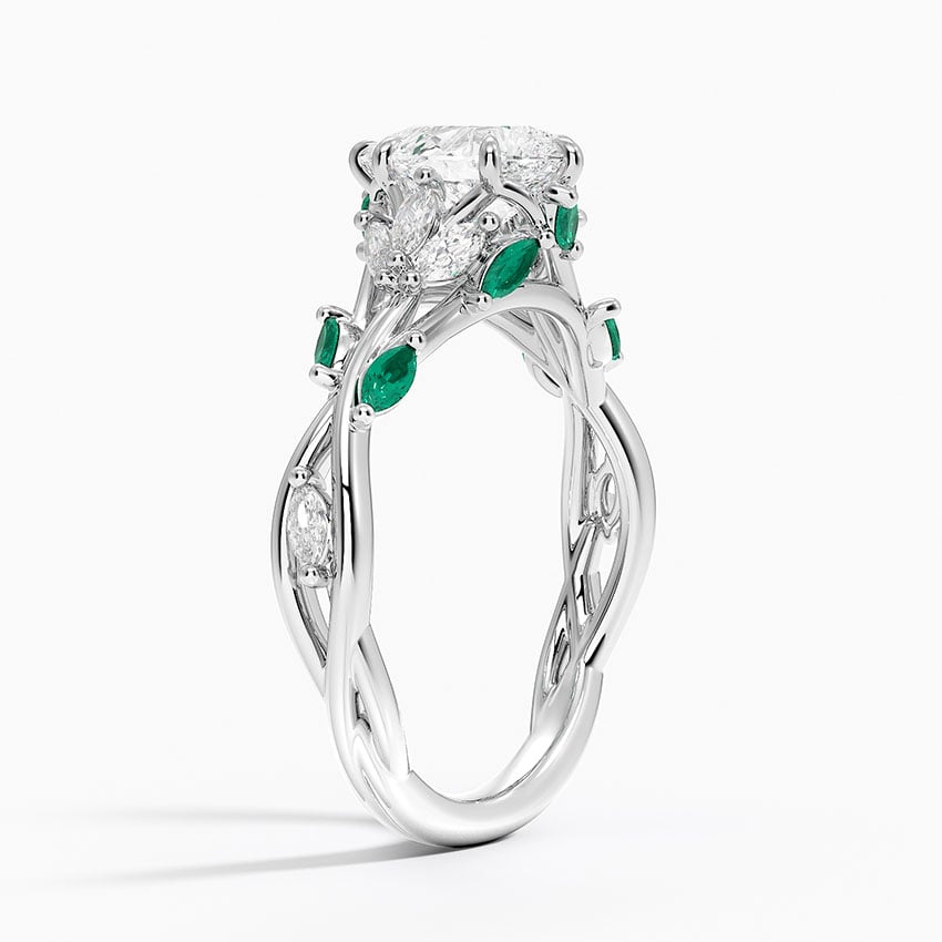Secret Garden Lab Emerald and Diamond Ring (1/4 ct. tw.) Platinum Pear Engagement Ring
