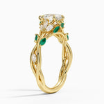 Secret Garden Lab Emerald and Diamond Ring (1/4 ct. tw.) Yellow Gold 18k Pear Engagement Ring
