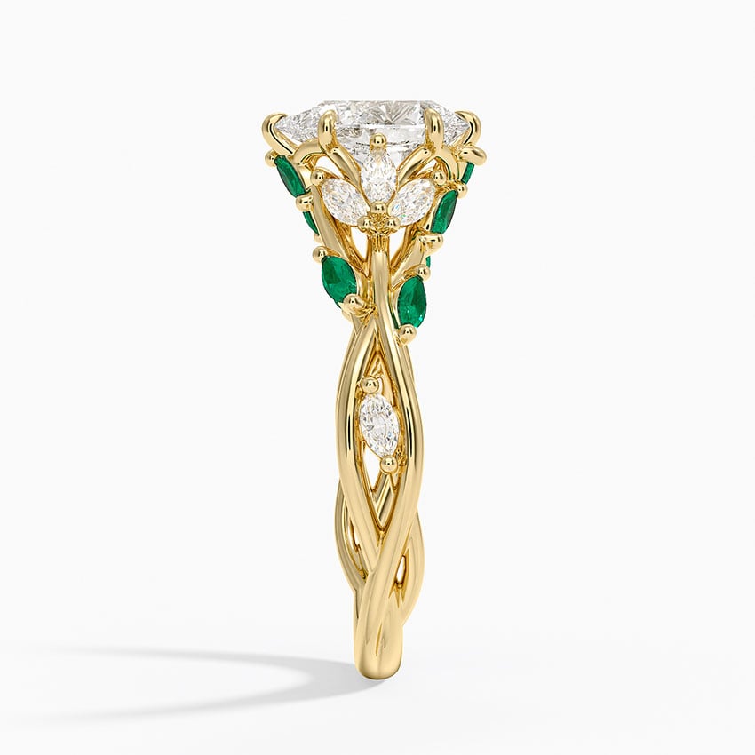 Secret Garden Lab Emerald and Diamond Ring (1/4 ct. tw.) Yellow Gold 18k Pear Engagement Ring