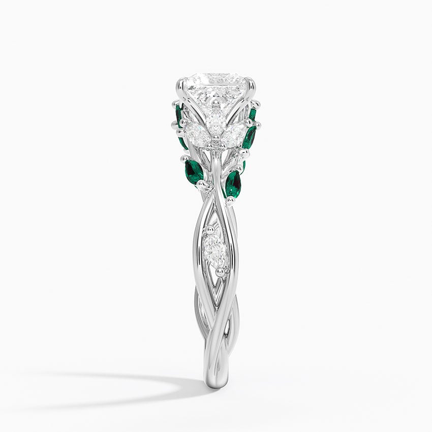 Secret Garden Lab Emerald and Diamond Ring (1/4 ct. tw.) Platinum Princess Engagement Ring