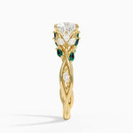 Secret Garden Lab Emerald and Diamond Ring (1/4 ct. tw.) Yellow Gold 18k Princess Engagement Ring