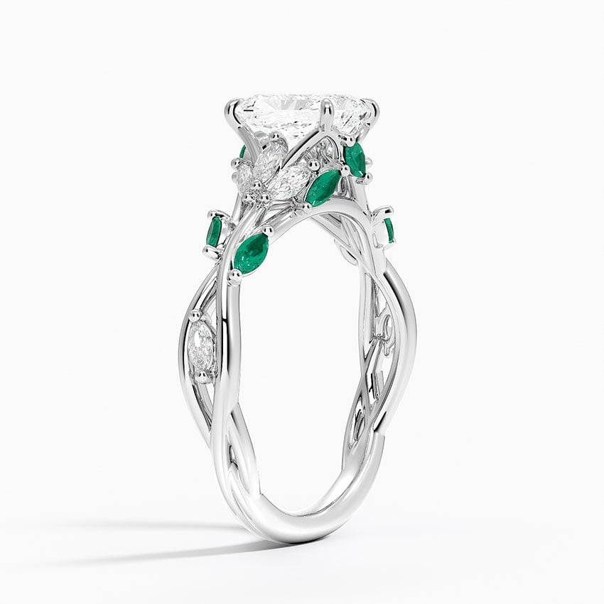 Secret Garden Lab Emerald and Diamond Ring (1/4 ct. tw.) Platinum Radiant Engagement Ring