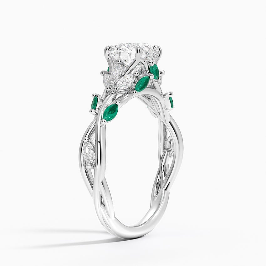 Secret Garden Lab Emerald and Diamond Ring (1/4 ct. tw.) Platinum Round Engagement Ring