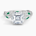 Secret Garden Lab Emerald and Diamond Ring (1/4 ct. tw.) Platinum Asscher Engagement Ring