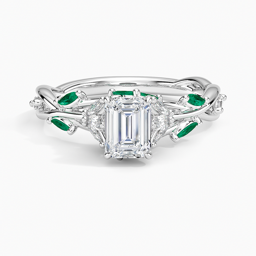 Secret Garden Lab Emerald and Diamond Ring (1/4 ct. tw.) Platinum Emerald Engagement Ring