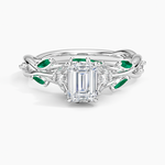 Secret Garden Lab Emerald and Diamond Ring (1/4 ct. tw.) Platinum Emerald Engagement Ring
