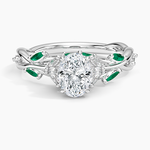 Secret Garden Lab Emerald and Diamond Ring (1/4 ct. tw.) Platinum Oval Engagement Ring