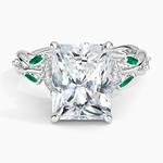 Secret Garden Lab Emerald and Diamond Ring (1/4 ct. tw.) Platinum Radiant Engagement Ring