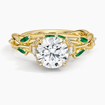 Secret Garden Lab Emerald and Diamond Ring (1/4 ct. tw.) Yellow Gold 18k Round Engagement Ring