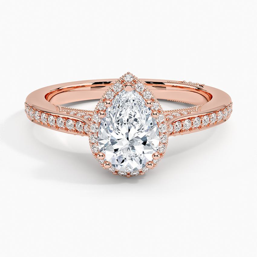Tacori Dantela Bloom Diamond Ring Rose Gold 18k Pear Engagement Ring