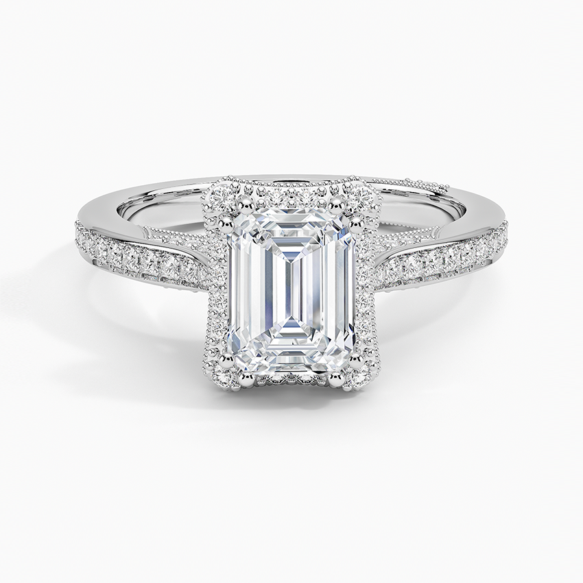 Tacori Dantela Bloom Diamond Ring Platinum Emerald Engagement Ring