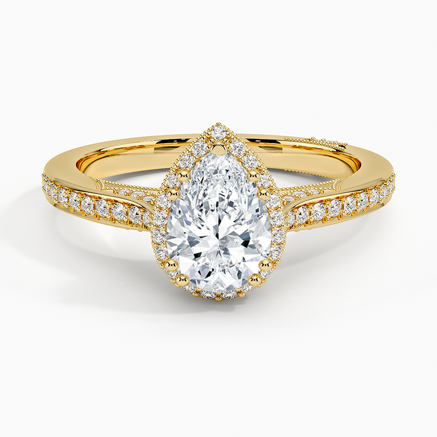 Tacori Dantela Bloom Diamond Ring Yellow Gold 18k Pear Engagement Ring