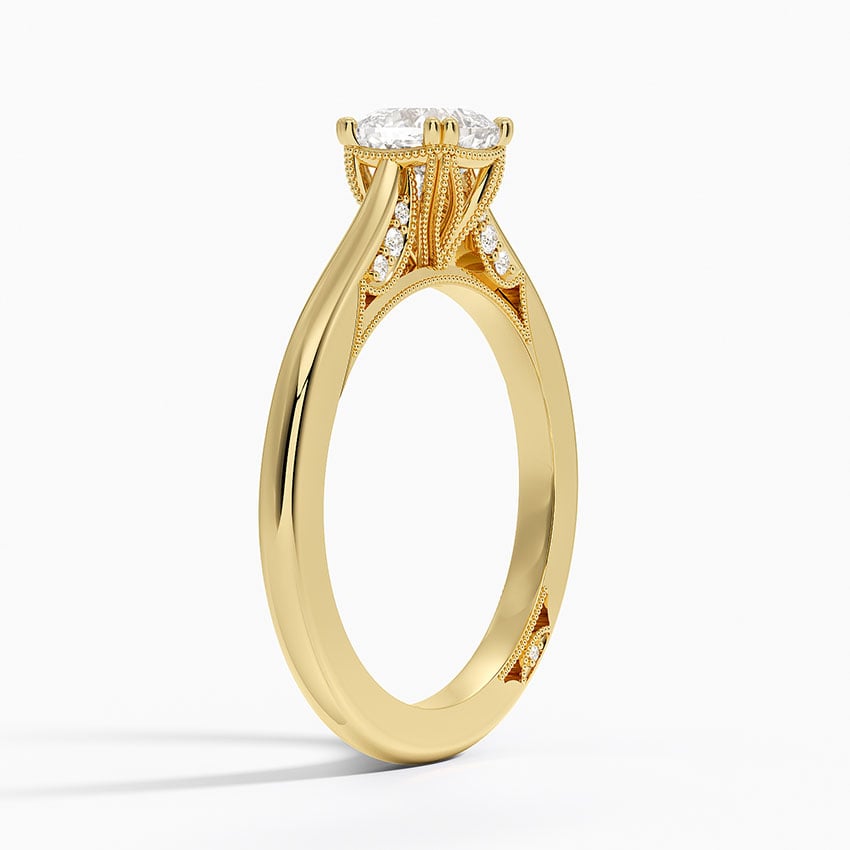 Simply Tacori Crown Diamond Ring Yellow Gold 18k Cushion Engagement Ring