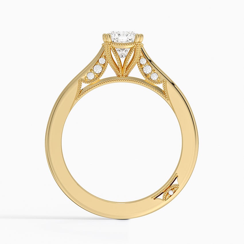 Simply Tacori Crown Diamond Ring Yellow Gold 18k Cushion Engagement Ring