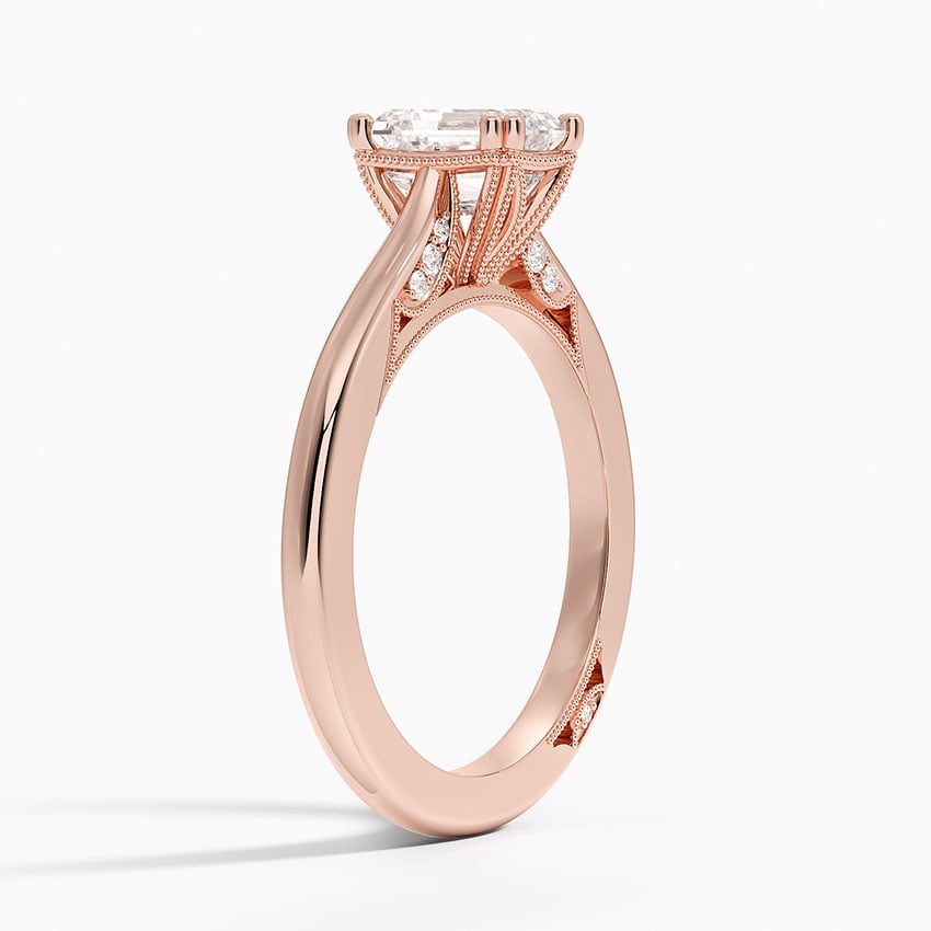 Simply Tacori Crown Diamond Ring Rose Gold 18k Emerald Engagement Ring