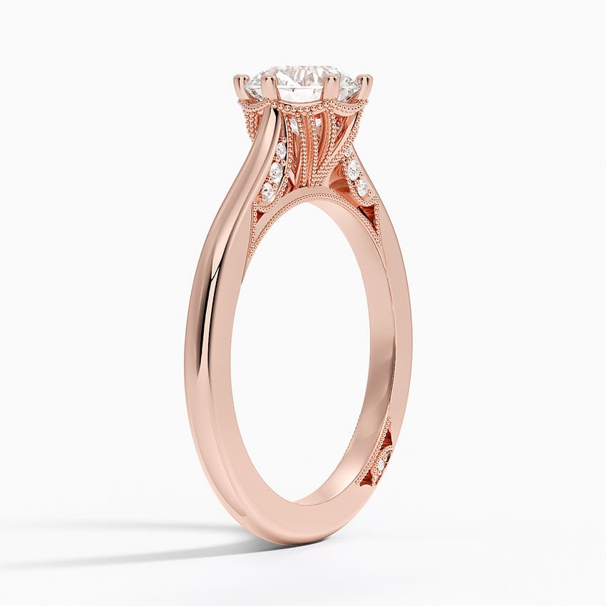 Simply Tacori Crown Diamond Ring Rose Gold 18k Round Engagement Ring