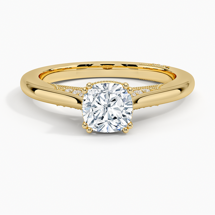 Simply Tacori Crown Diamond Ring Yellow Gold 18k Cushion Engagement Ring
