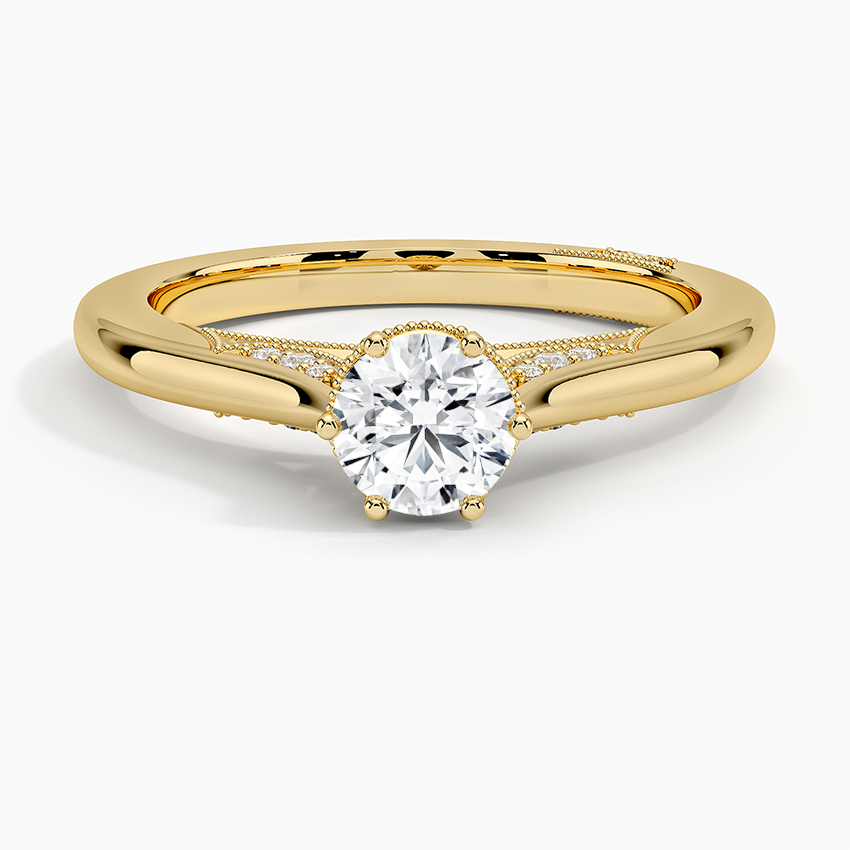 Simply Tacori Crown Diamond Ring Yellow Gold 18k Round Engagement Ring