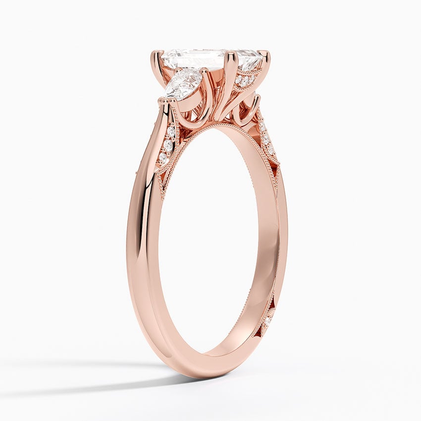 Simply Tacori Three Stone Diamond Ring (1/3 ct. tw.) Rose Gold 18k Emerald Engagement Ring