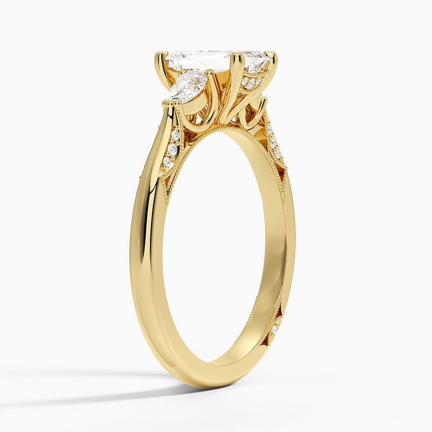 Simply Tacori Three Stone Diamond Ring (1/3 ct. tw.) Yellow Gold 18k Emerald Engagement Ring