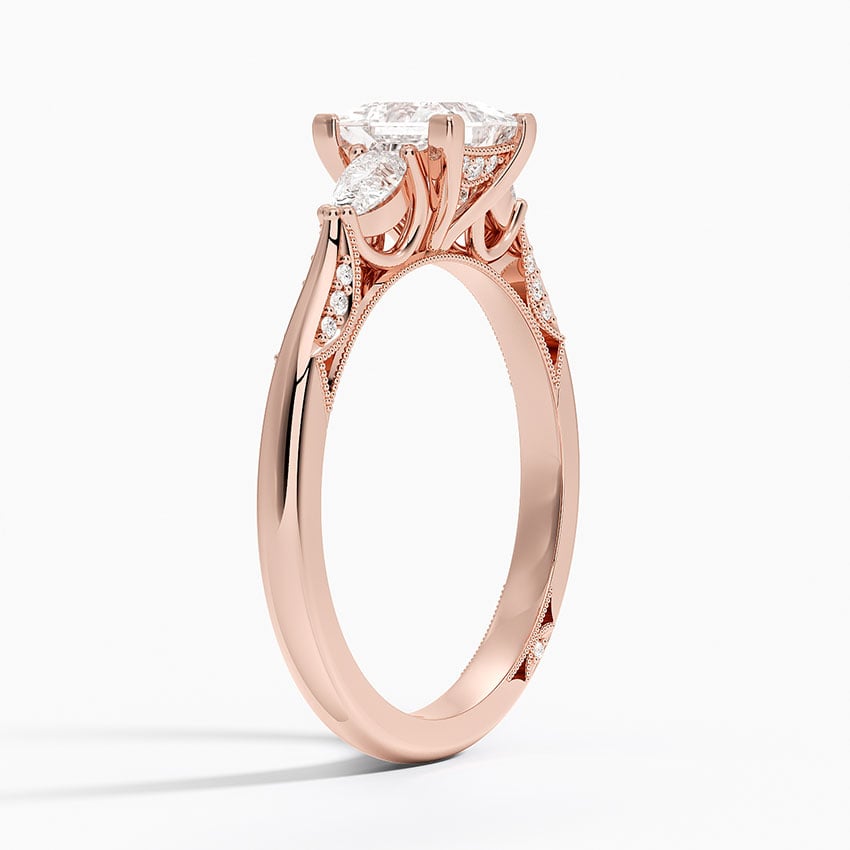 Simply Tacori Three Stone Diamond Ring (1/3 ct. tw.) Rose Gold 18k Princess Engagement Ring