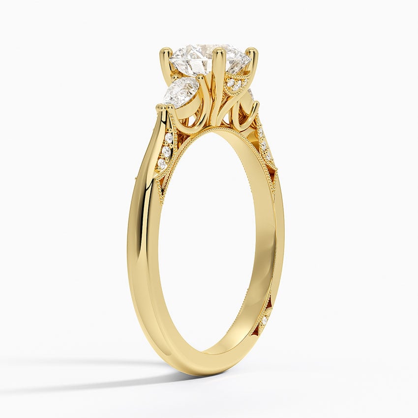 Simply Tacori Three Stone Diamond Ring (1/3 ct. tw.) Yellow Gold 18k Round Engagement Ring