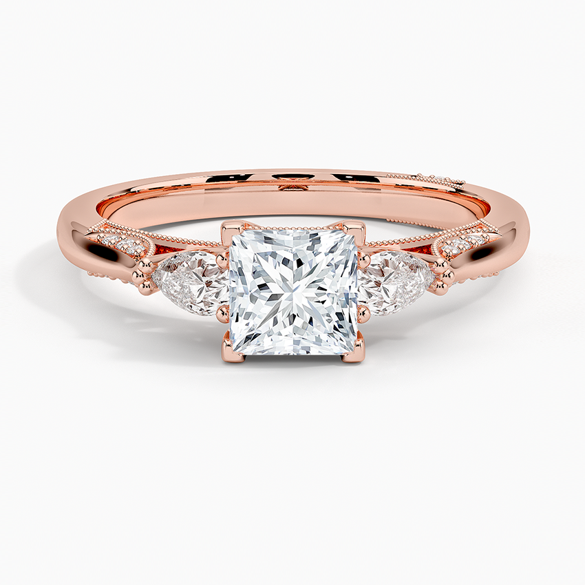 Simply Tacori Three Stone Diamond Ring (1/3 ct. tw.) Rose Gold 18k Princess Engagement Ring