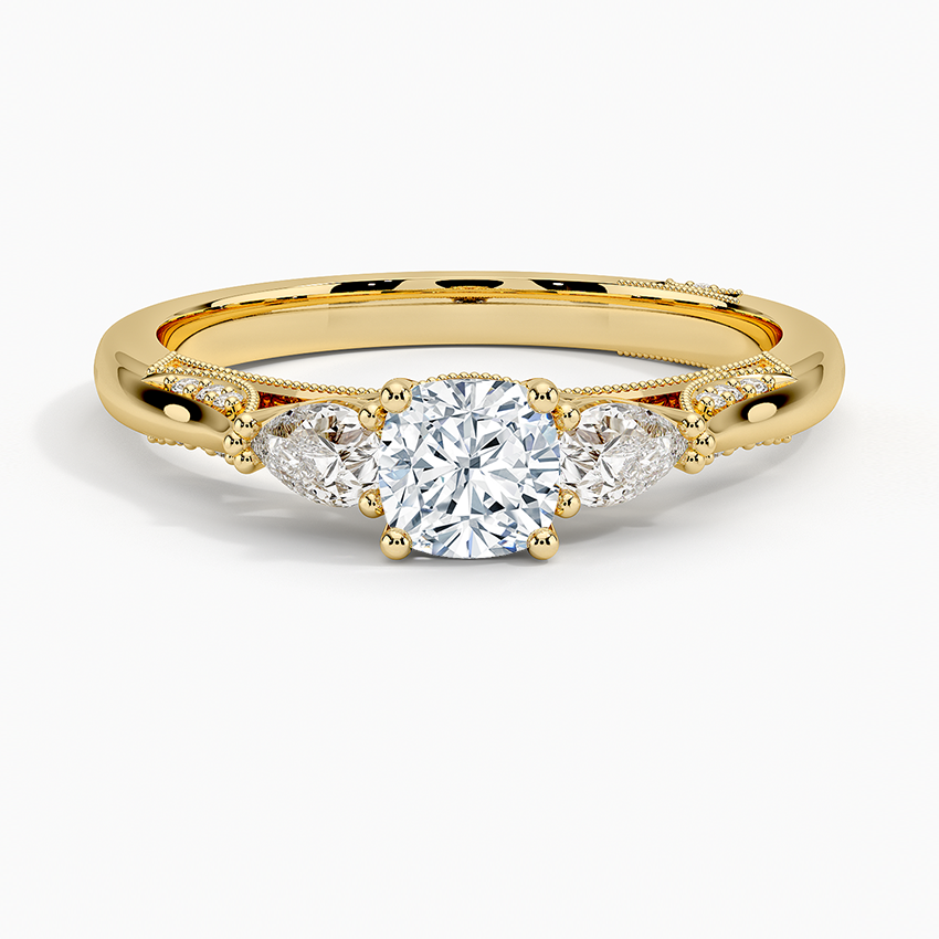 Simply Tacori Three Stone Diamond Ring (1/3 ct. tw.) Yellow Gold 18k Cushion Engagement Ring