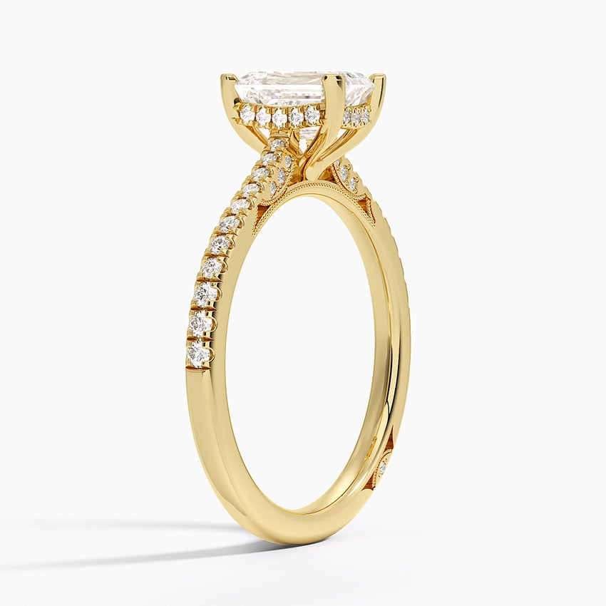 Simply Tacori Cathedral Diamond Ring (1/4 ct. tw.) Yellow Gold 18k Emerald Engagement Ring