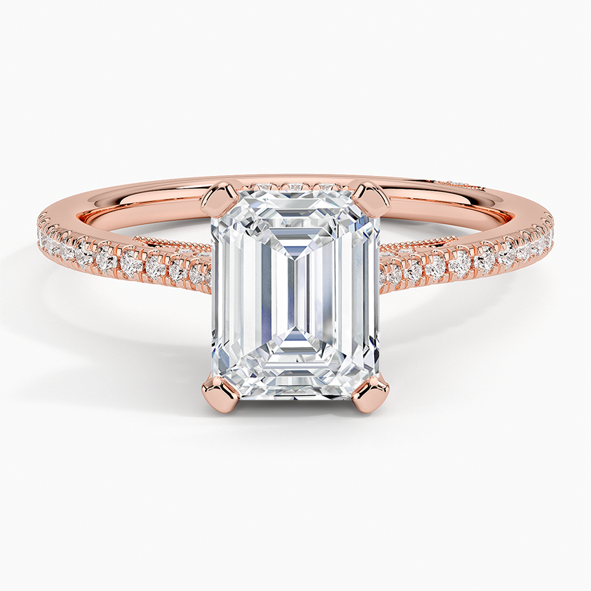Simply Tacori Cathedral Diamond Ring (1/4 ct. tw.) Rose Gold 18k Emerald Engagement Ring