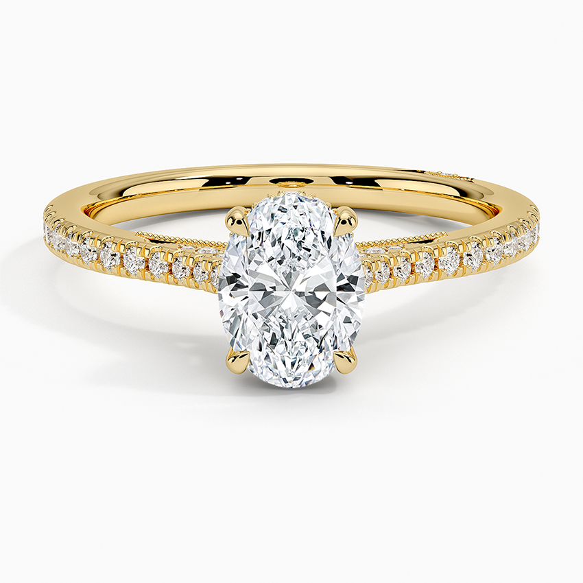 Simply Tacori Cathedral Diamond Ring (1/4 ct. tw.) Yellow Gold 18k Oval Engagement Ring