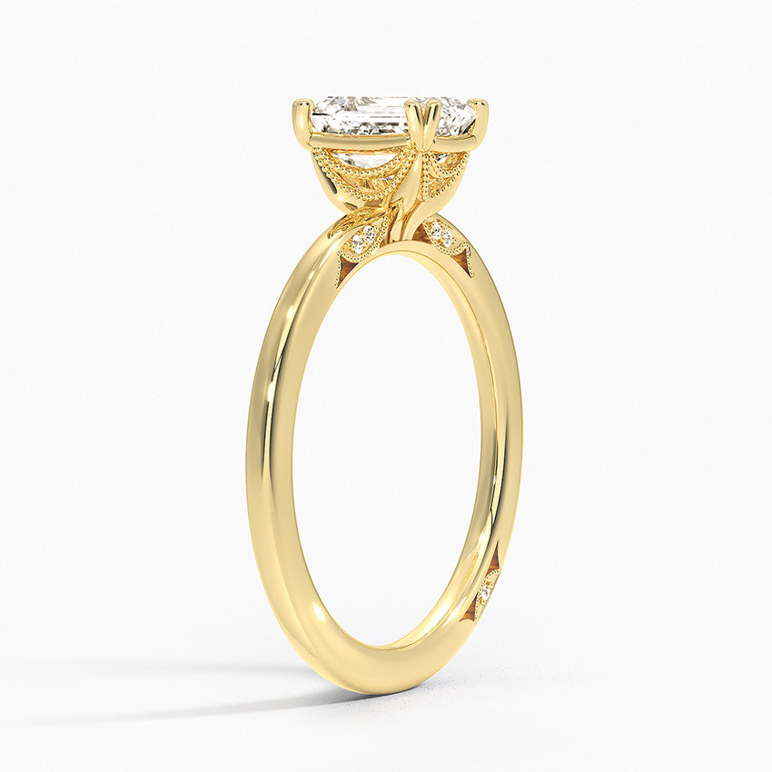 Simply Tacori Delicate Drape Diamond Ring Yellow Gold 18k Emerald Engagement Ring