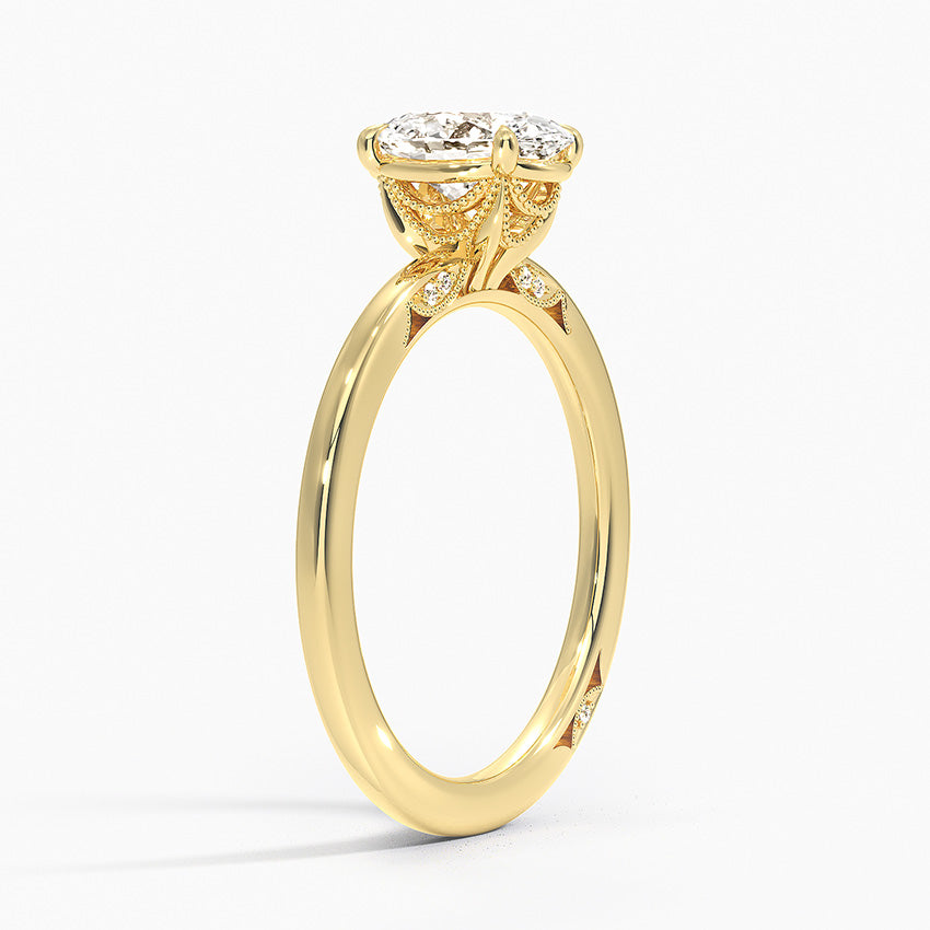 Simply Tacori Delicate Drape Diamond Ring Yellow Gold 18k Oval Engagement Ring