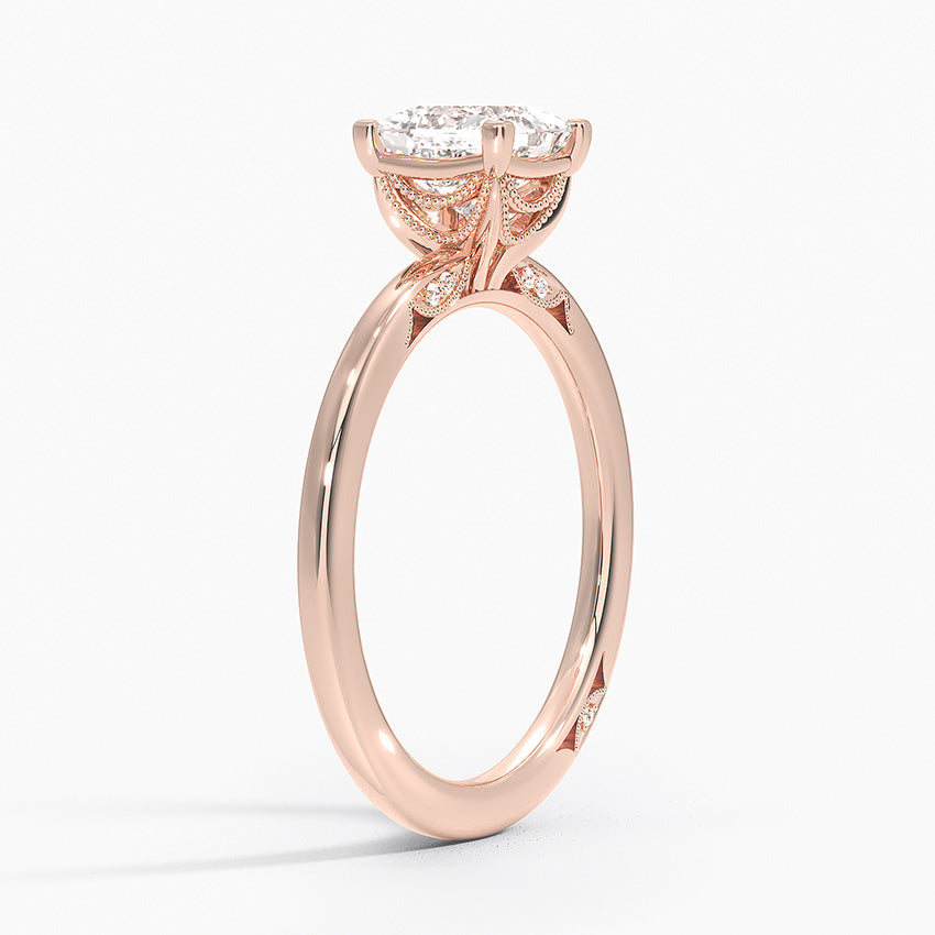 Simply Tacori Delicate Drape Diamond Ring Rose Gold 18k Princess Engagement Ring