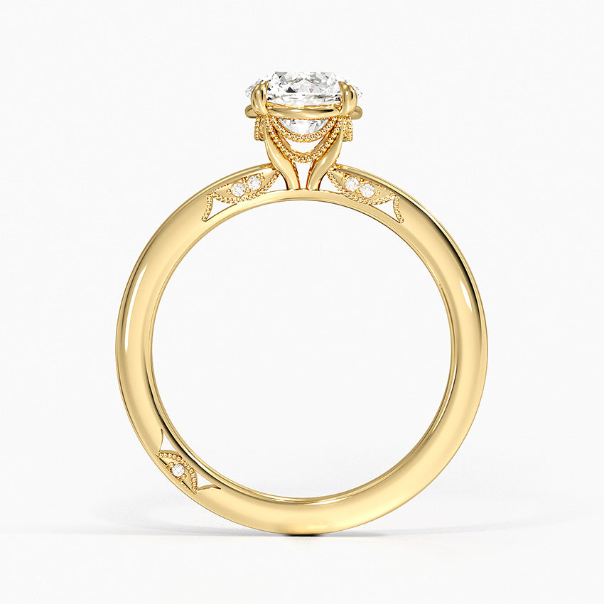 Simply Tacori Delicate Drape Diamond Ring Yellow Gold 18k Round Engagement Ring