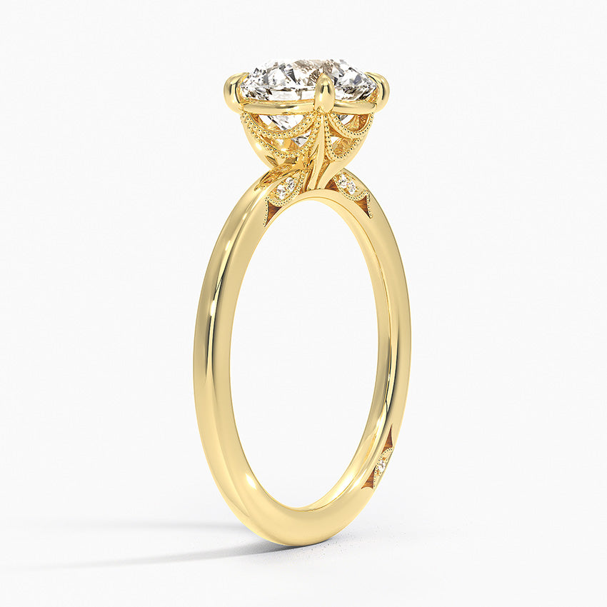 Simply Tacori Delicate Drape Diamond Ring Yellow Gold 18k Round Engagement Ring