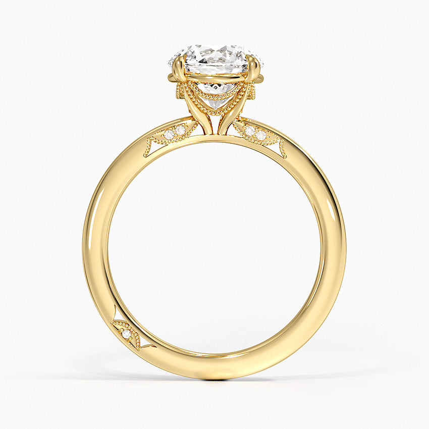 Simply Tacori Delicate Drape Diamond Ring Yellow Gold 18k Round Engagement Ring
