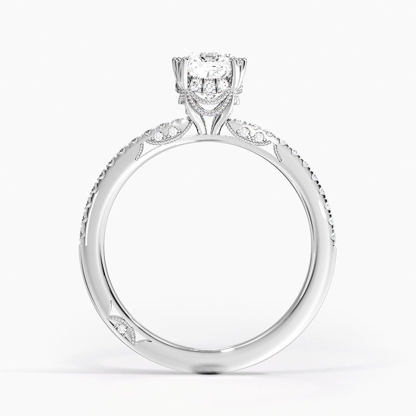 Simply Tacori Luxe Drape Diamond Ring Platinum Cushion Engagement Ring